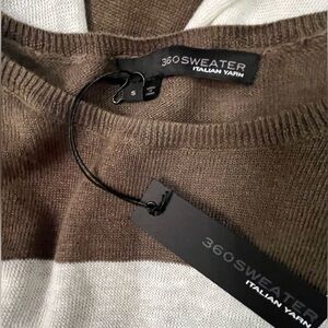 NWT 360 Sweater Italian Yarn Brown and White Women’s Linen Sweater Size S